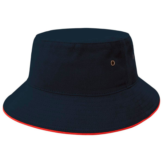 Navy Red Sandwich Brim Bucket Hats
